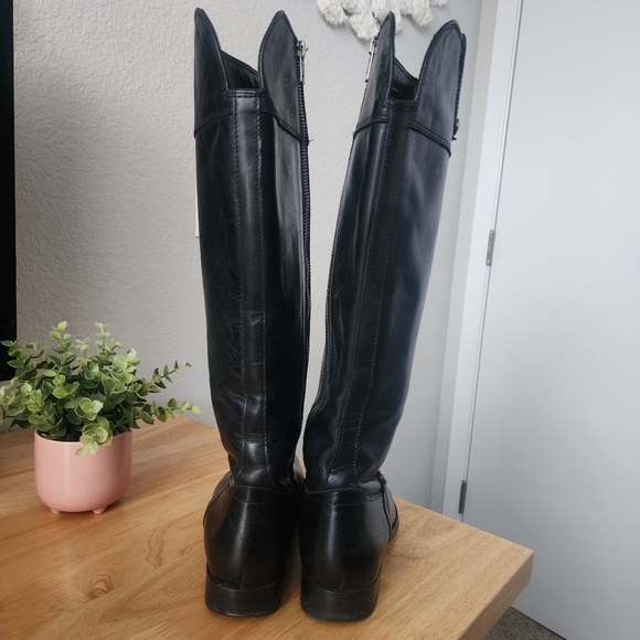 Frye Tab Tall Melissa Pull On Black Leather Riding Boots Size 7 Outdoor Casual - Picture 7 of 13